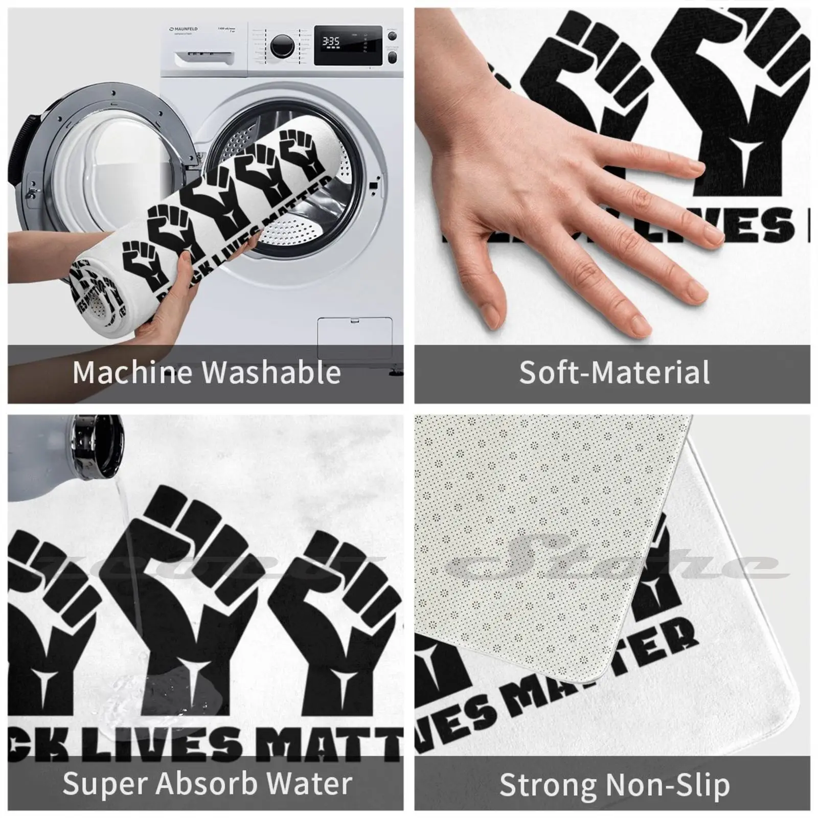 Коврик черный живой 5 концов водовпитывающий нескользящий |