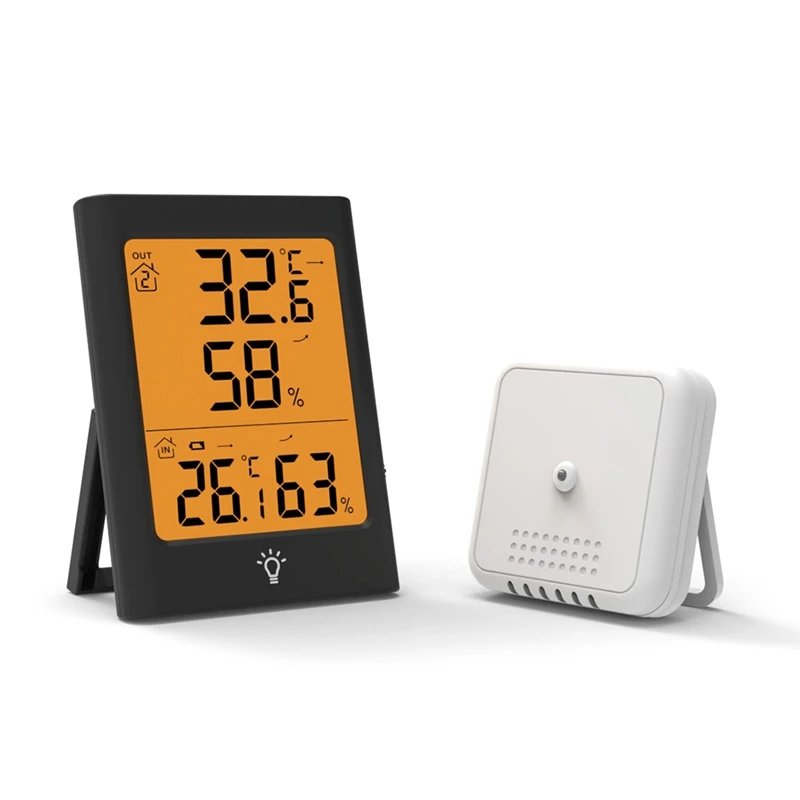 

Electronic Digital Display Thermometer Waterproof Temperature And Humidity Meter Weather Clock Black