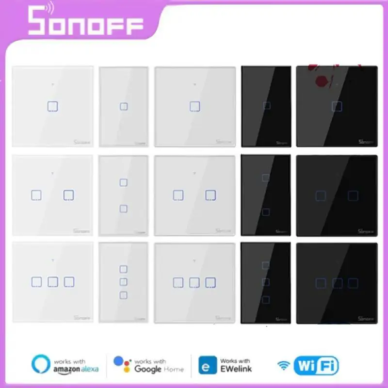 

Умный настенный сенсорный выключатель SONOFF T1/T2/T3/T0 EU/UK/US 1/2/3Gang WiFi TX ALL Smart Home управление через приложение Ewelink/RF433/Voice/Touch