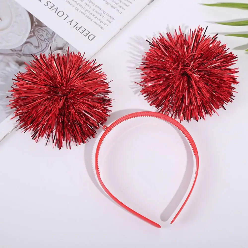 Модная блестящая повязка на голову с помпоном милая красочная для вечеринки