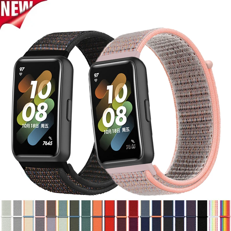 Nylon loop Strap For Huawei Band 7 Sport Strap Smartwatch Accessories Adjustable Replacement Wristband Huawei Band7 Pulsera