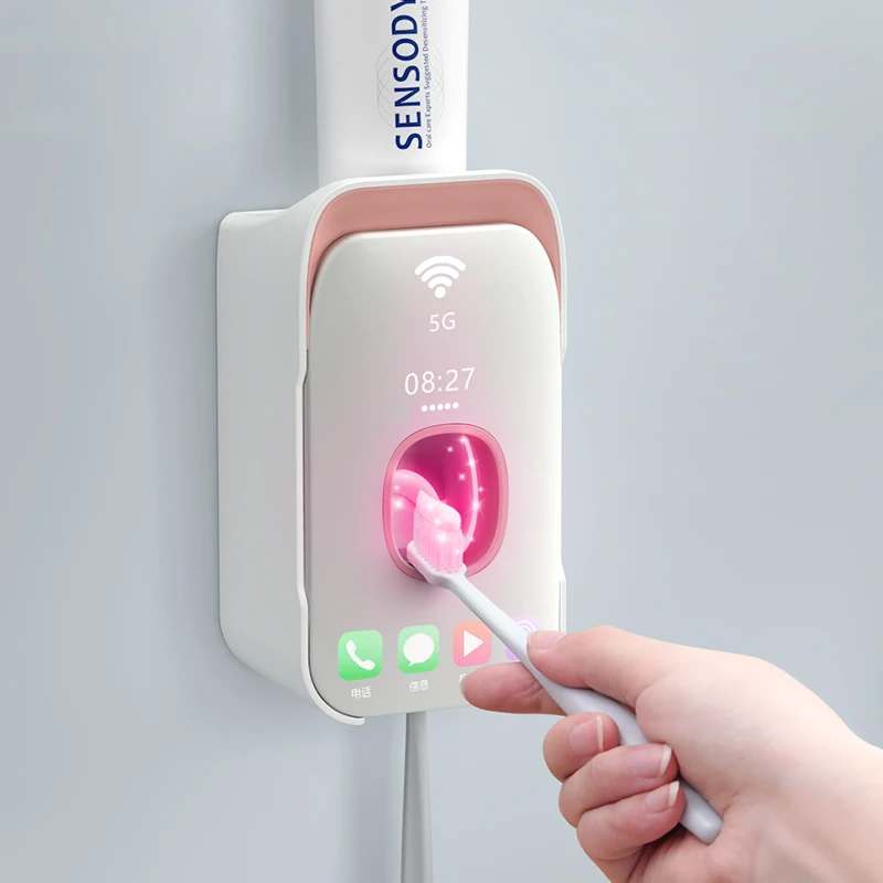 

Bathroom Accessories Set Automatic Toothpaste Dispenser Toothbrush Holder Wall Mount Toothbrush Storage Rack Toothpaste Squeezer