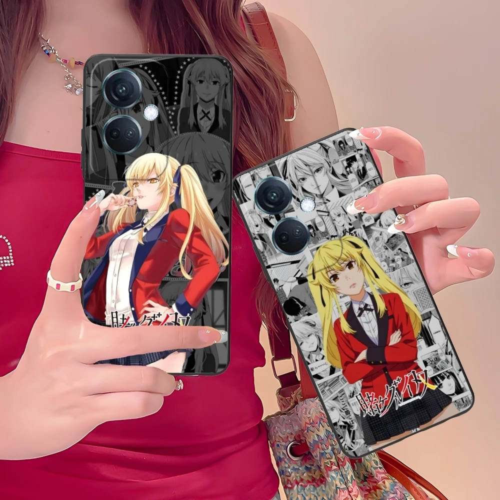 Kakegurui Mary Anime Mobile Cell Phone Case for OPPO Find X5 X3 X2 A93 Reno 8 7 Pro A74 A72 A53 Black Soft Cover Shell