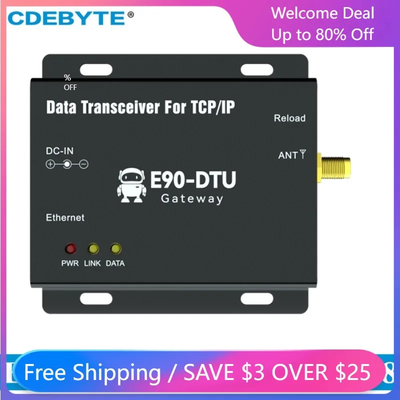 

CDEBYTE SX1262 LoRa Ethernet RJ45 RSSI LBT 30dBm Relay Wireless Transceiver Serial Port Server E90-DTU(400SL30-ETH) V2.0