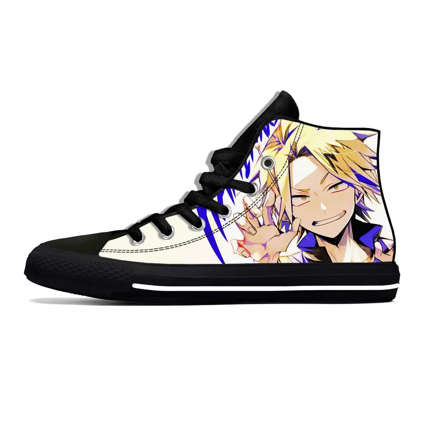 

Популярные Аниме Мультфильмы моя геройская Академия каминари денки повседневные тканевые туфли высокие мужские женские кроссовки Высокая...