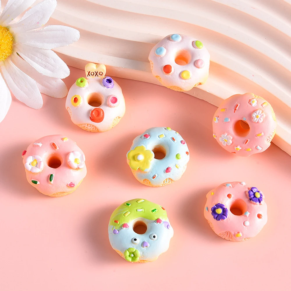 

10PCS Flower Doughnuts Series Resin Flat Back Cabochons For Hairpin Scrapbooking DIY Jewelry Craft Decoration Accessories