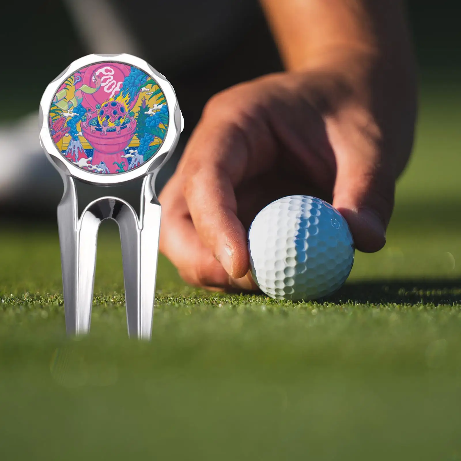 Golf Divot Tool Repair Fork Golf Ball Marker Accs Folding for Training