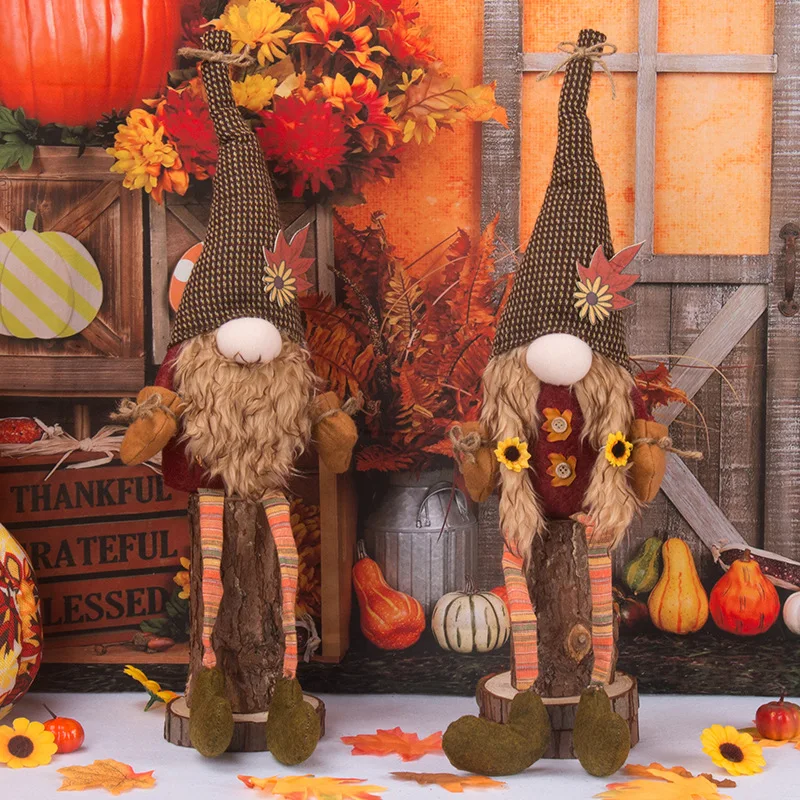 

Old Man Sitting Long Legged Doll Decoration Halloween Harvest Festival Maple Leaf Decoration Adornment Girl Style 2023