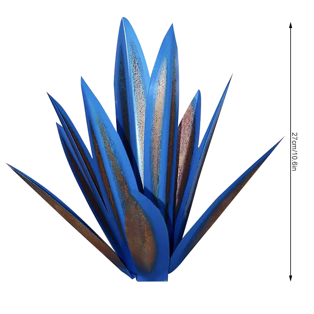 

9x Agave Leaves DIY Iron Art Plant Decorative Statue Horticulture Home Decoration Party Favors for Garden Blue