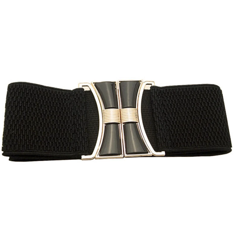 

Wide Elastic Waistband Women Fashion Cummerbands Stretch Cinch Belt Black Color Metal Buckle Corset Waist Belt Clothe Accessorie