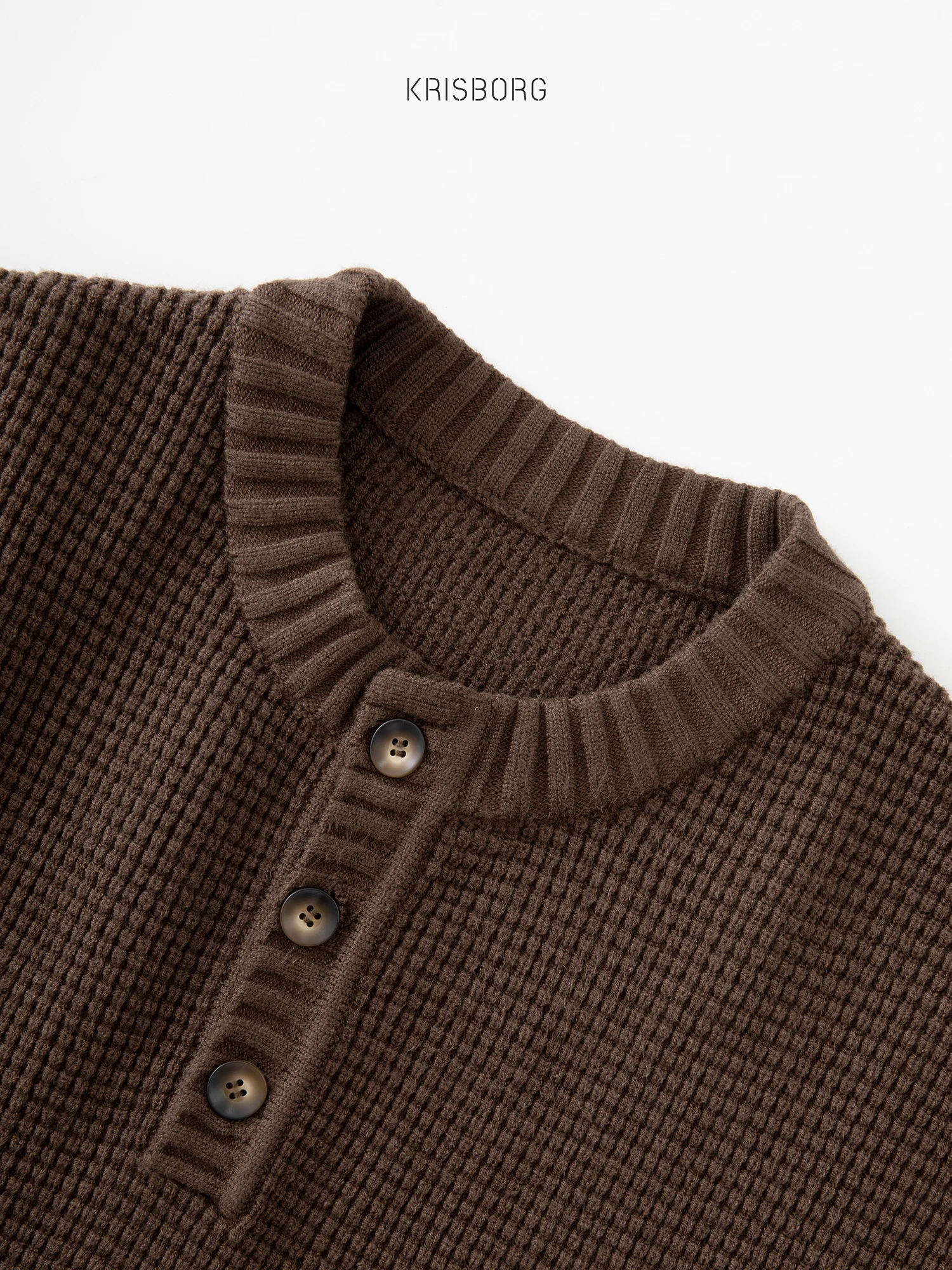 Waffle Sweater Men's Autumn and Winter Design round Neck Loose Casual All-matching Solid Knit