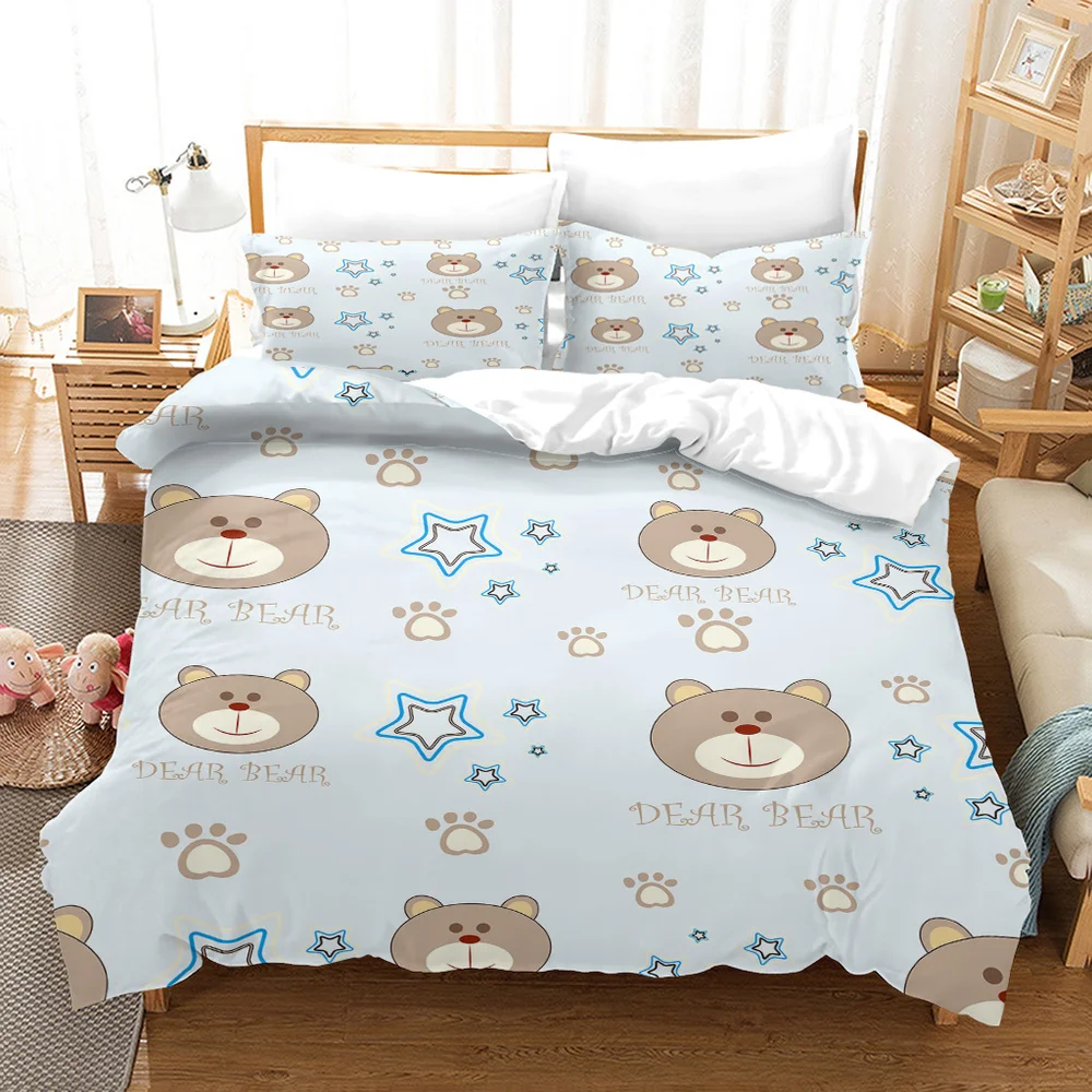 

Creative Bear 3D Print Pattern Bedding Set Quilt Cover Home Bedroom Decor Queen King Size Duvet Cover Set Pillowcase Bedding Set