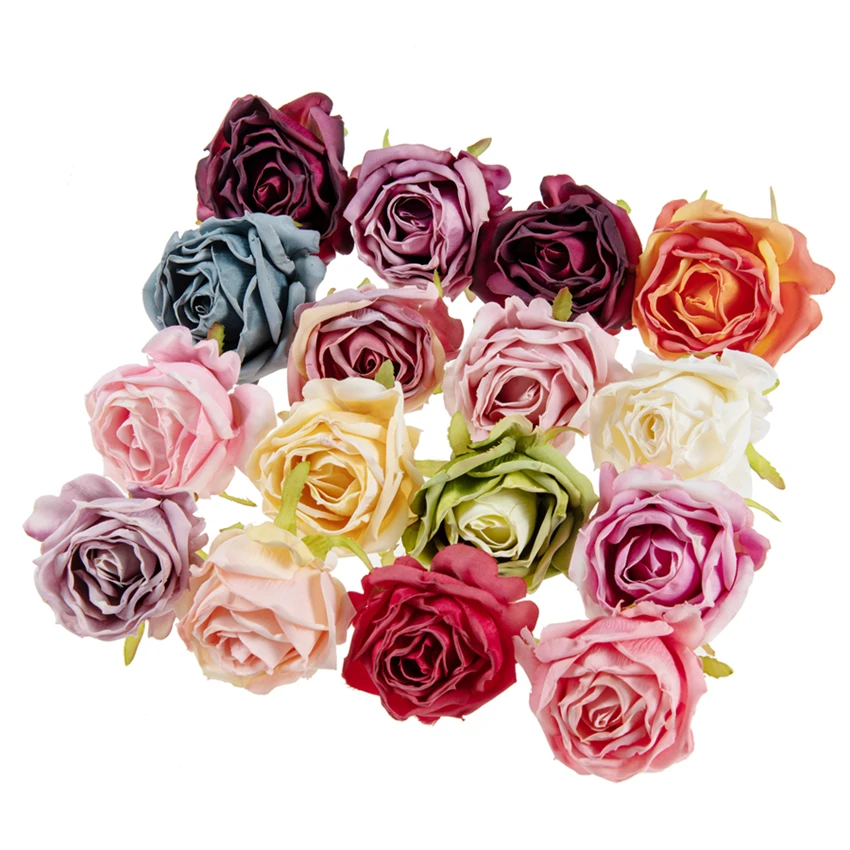 

10 шт., 6 см шелковые розы, Свадебный Рождественский венок, украшение для сада и дома, искусственные цветы для скрапбукинга, свадебные аксессу...