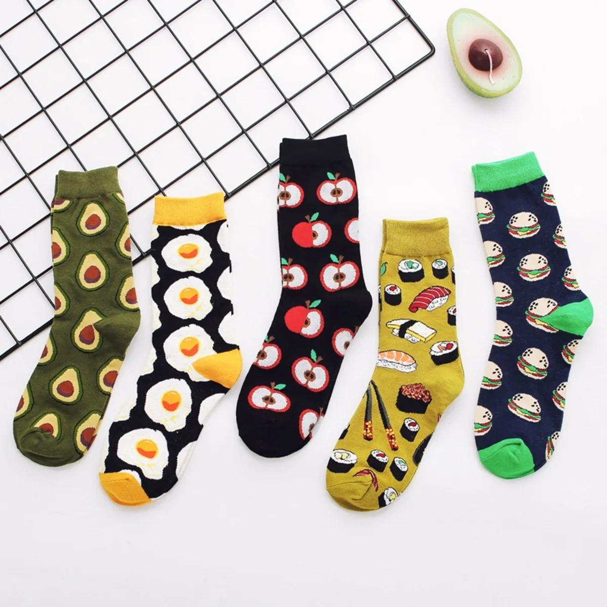 

Hot Sales Funny Socks Women Casual Cartoon Fruit Banana Avocado Lemon Egg Cookie Donuts Happy Harajuku Skateboard Socks