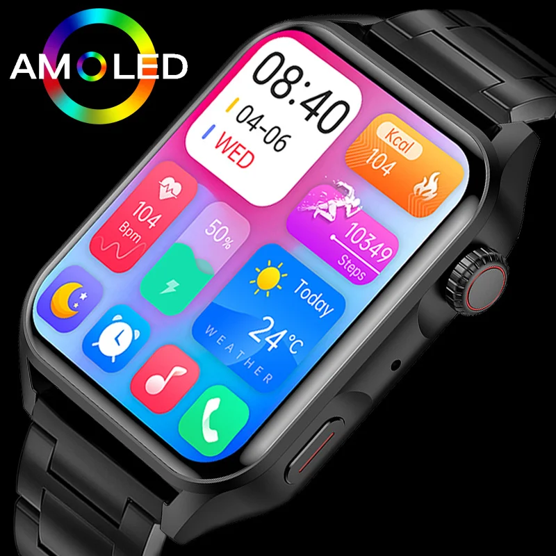

Новинка 2023, умные часы, мужские водонепроницаемые Смарт-часы с AMOLED экраном 368*448 HD, пульсометром, Bluetooth-вызовом, IP68, мужские Смарт-часы для Huawei/...