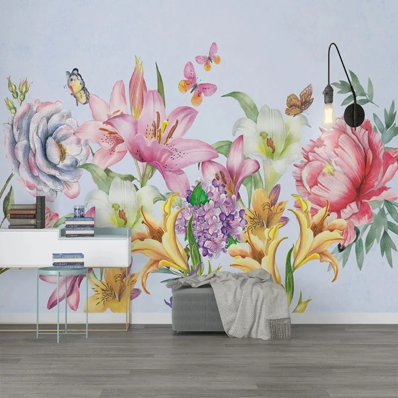 

Custom 3D Mural Modern Minimalist Hand-Painted Flowers Blooming Rich TV Background Wall Wallpaper Papel De Parede Tapety Fresco