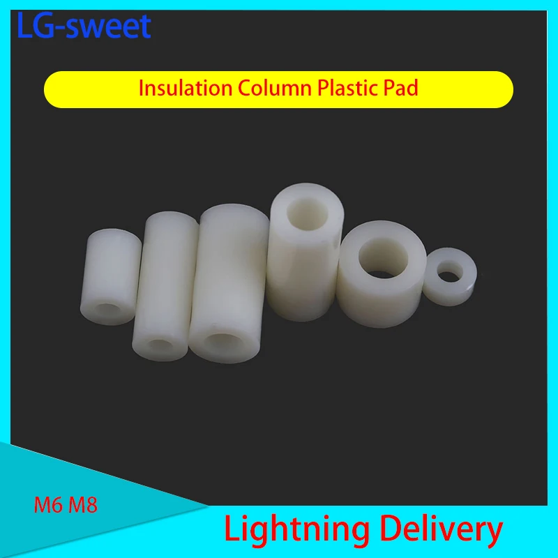 

Insulation Column Plastic Pad Straight-Through-Column Nylon Sleeve ABS Gasket Round-Hole Post Spacer M6 M8 20PCS