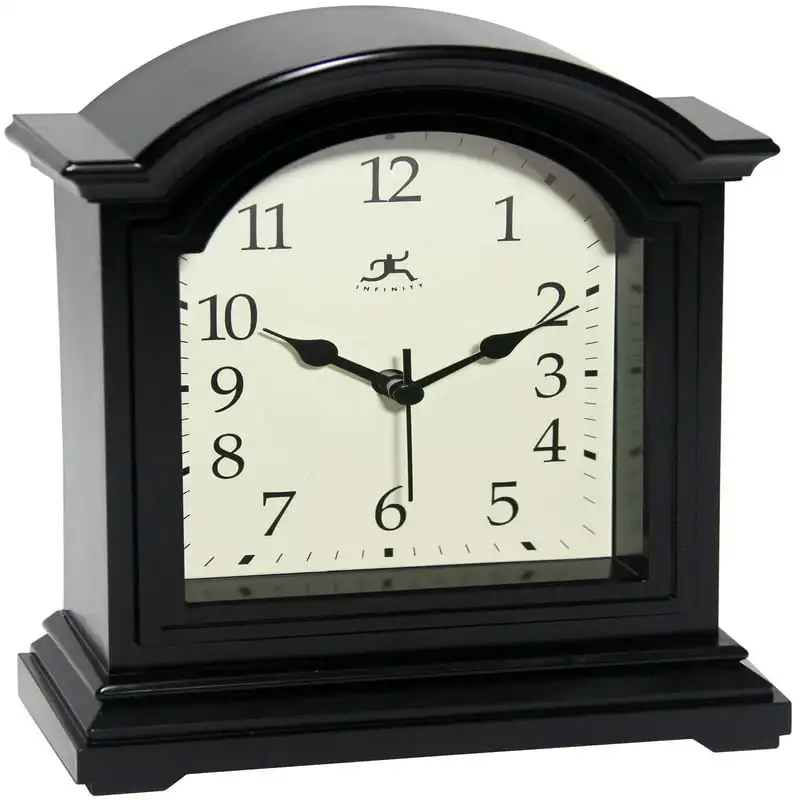

x 9" Black Analog Semi-Rectangle Traditional Tabletop Clock