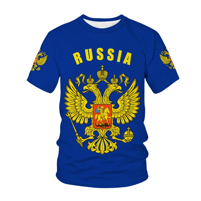 

New Men's T-shirt 3D Printed Russian Hot Print T-shirt Summer Casual Top Fashion Round Neck Shirt Fashion Children's Size