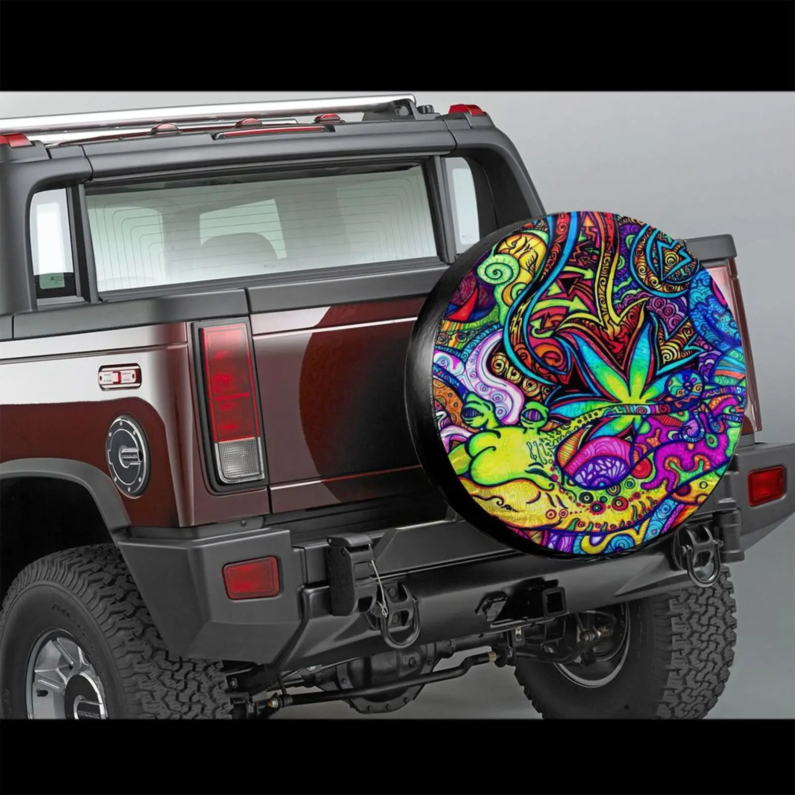 

For Car 3d Custom Print Psychedelic Design Trippy Cool 4pcs Spare Tire Cover Case