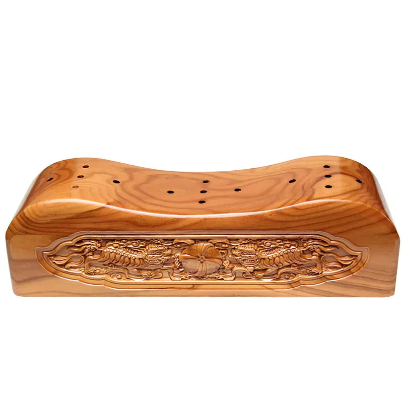 

Подушка из персикового дерева для шейного отдела позвоночника, твердая подушка из цельного дерева, резьба, Полые Дышащие украшения, подарок для пожилых людей