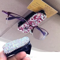 3 color rhinestone car sun visor sunglasses clip card ticket holder eyewear accessories glasses clips car interior supplies