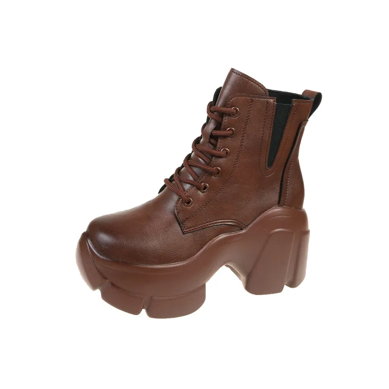 

Женские ботинки 7 см, женская обувь для зимы, модная обувь, женская повседневная Осенняя кожаная обувь, женские ботильоны