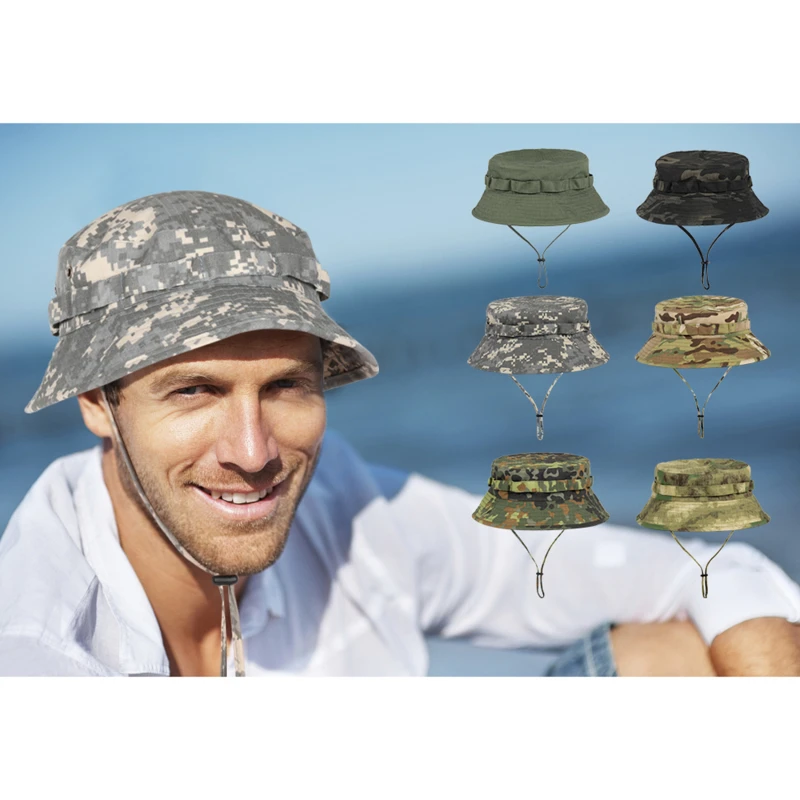 

Military Camouflage Bucket Hats Airsoft Army Tactical Hunting Fishing Outdoor Panama Nepalese Cap Summer Men