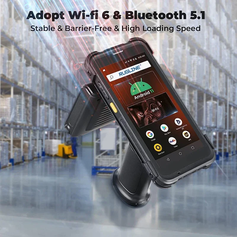 Фото Промышленный защищенный терминал-ТСД CHWEIDA 5.5 дюймов с ОС Android 11, сканером штрих-кодов, пистолетной рукояткой и зарядной док-станцией Ethernet №3