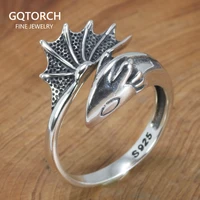925 sterling silver men and women pterodactyl open type adjustable size 5 9 dragon ring retro punk bracelet adjustable jewelry
