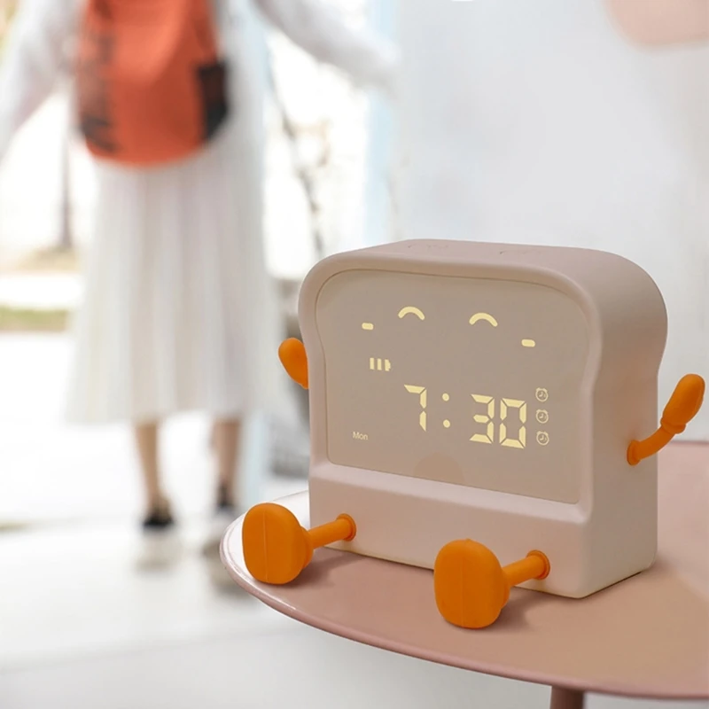 Милый тост светодиодный настольный цифровой будильник с ночником обучение сна