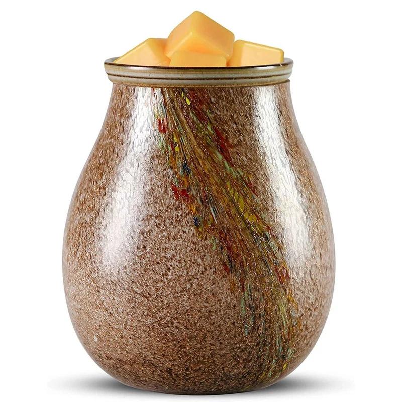 

Art Glass Aromatherapy Lamp, Plug-In Wax Burner Warm Incense Burner Tabletop Night Light Melting Wax Lamp US Plug