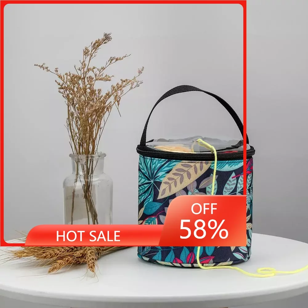 

New Yarn Storage Bag Round Knitted Wool Bags Blue Color Travel Organize Storage Bag Sewing Tools Accessories 2022