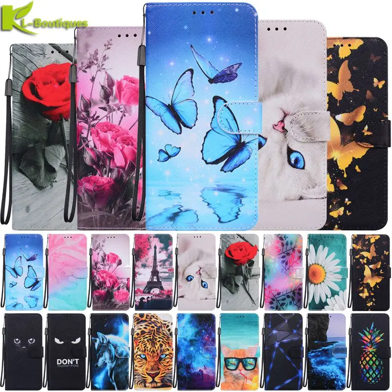 huawei p smart 2019 case flip case on for coque huawei psmart 2019 p smart 2021 2020 psmartz cover painted wallet phone cases free global shipping