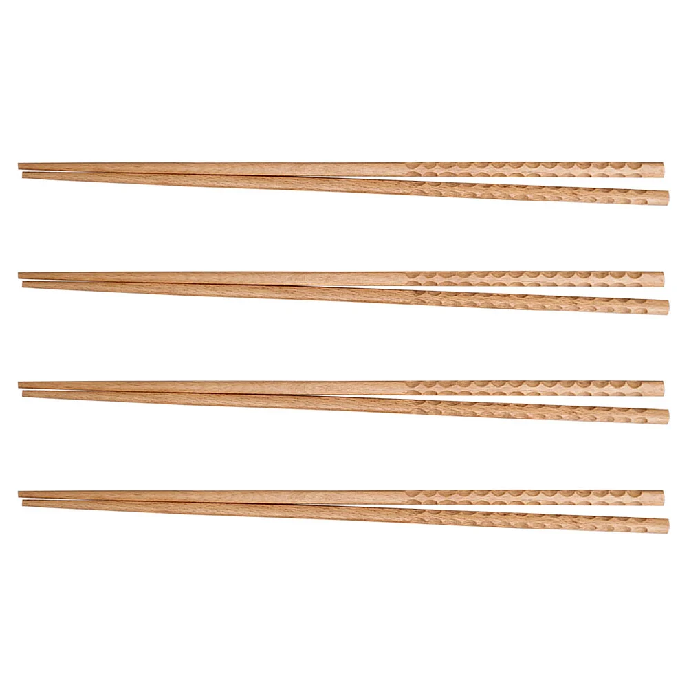 

4 Pairs Extended Chopsticks Wooden Kitchen Supply Lengthen Hot Pot Restaurant Beech