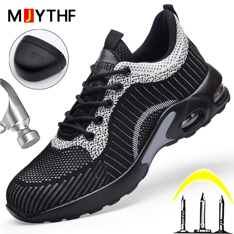 

MJYTHF New High Quality Work Safety Shoes Men Air Cushion Work Sneakers Indestructible Shoes Puncture-Proof Protective Shoes