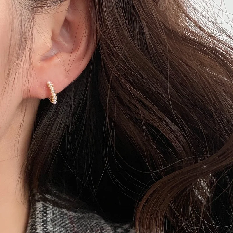 

Elegant Romantic Unique Circle Round Bead Stud Earrings For Woman Fashion Jewelry Party Girl's Lady Temperament Accessories