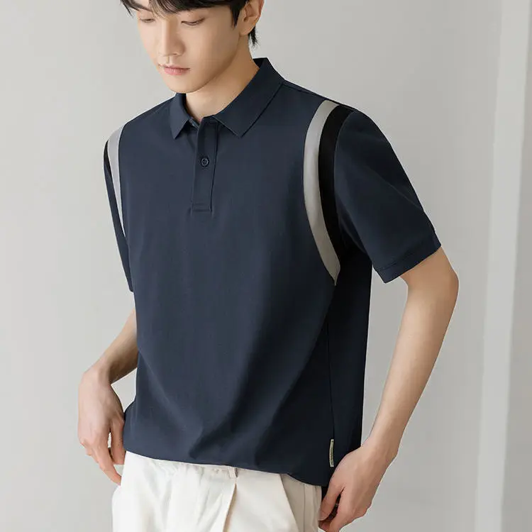 

Рубашка-поло B08 мужская с коротким рукавом, Классическая Повседневная и деловая, мягкая модная в стиле пэчворк, лето 2023