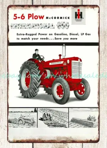 1958 Международный 650 тракторный комбайн IHC металлический жестяной знак