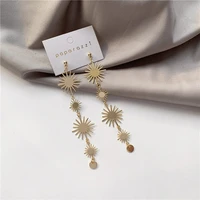 women earrings 2020 new jewelry korean long sun flower metal sheets dangle earrings temperament simple high end elegant earring