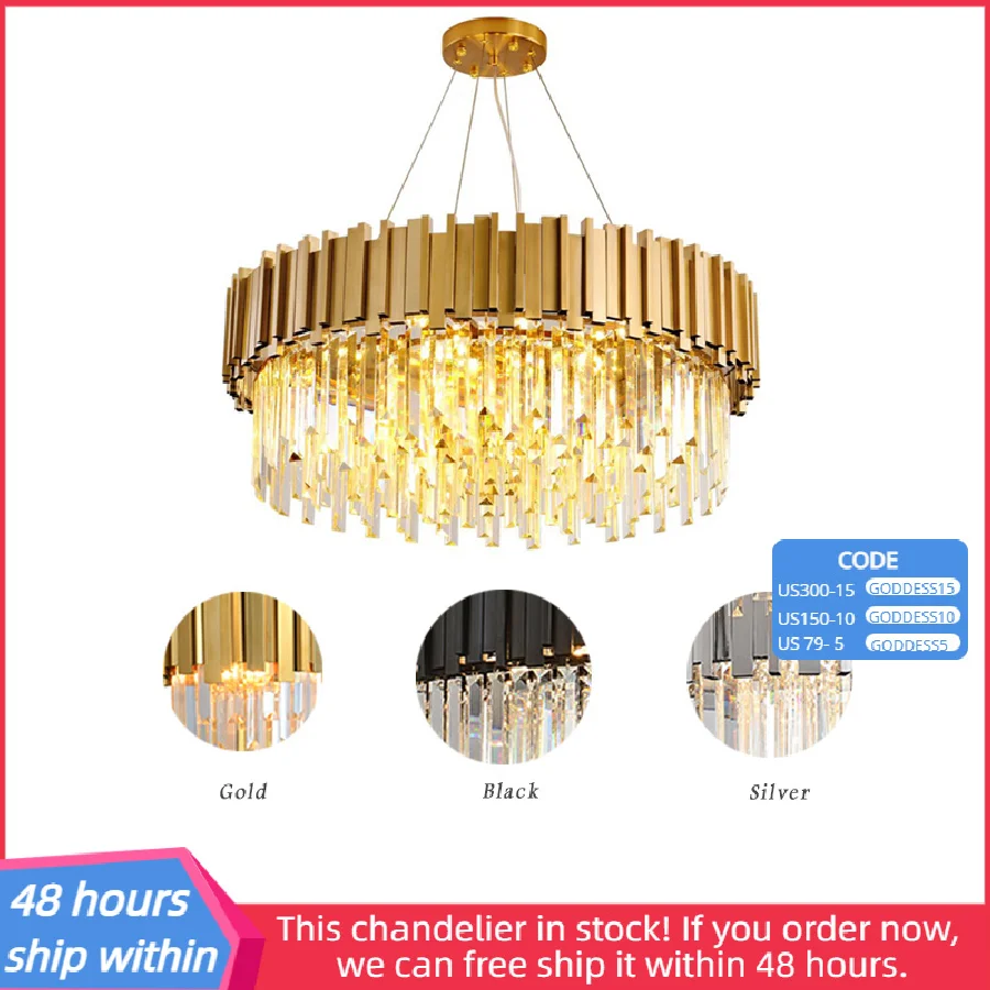 

Круглая хрустальная люстра для гостиной, современный роскошный декор, столовая, спальня, кухня, украшение для дома, светодиодные подвесные светильники, потолочная лампа