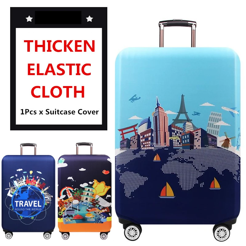 

18-22inch Travel Design Thicken Suitcase Cover Suitcase Protective Sheath Travel Trolley Elastic Luggage Sleeve Accessories Item