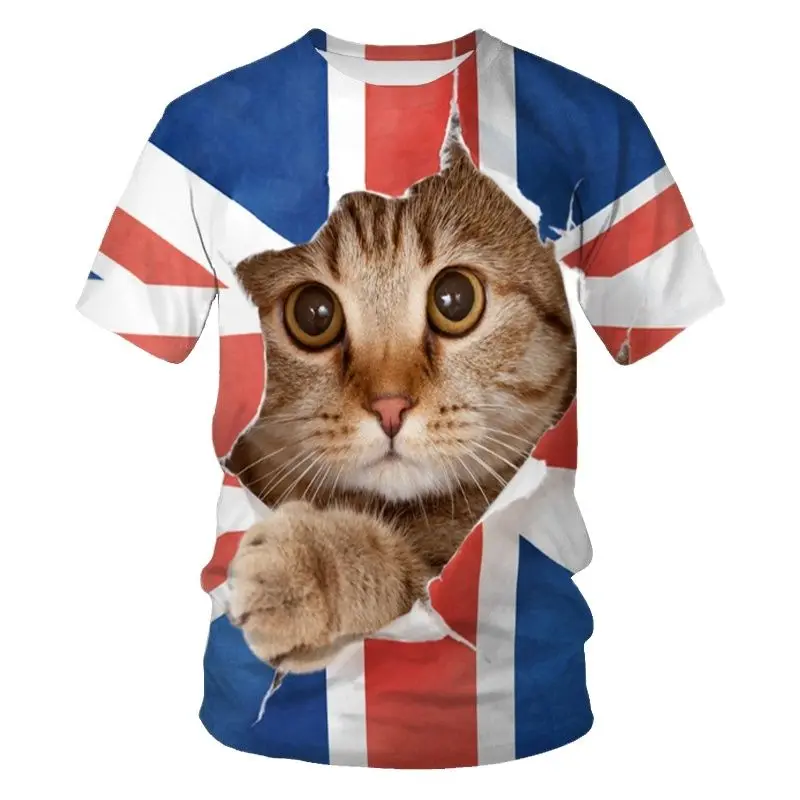 

Unisex 2022 Summer Funny Animal Cat 3d Printing T-shirt For Men Casual Round Neck Short-sleeved Street Style Tshirts Top Tee