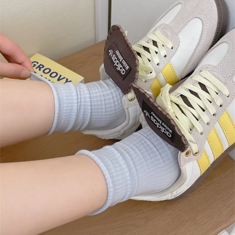 Однотонные женские носки хлопковые тонкие дышащие эластичные длинные школьные в