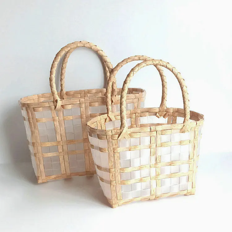 

Summer Transparent Jelly Women Handbag and Purse Woven Tote Bag Female Waterproof PVC Basket Large Capacity Beach Shopping Bags