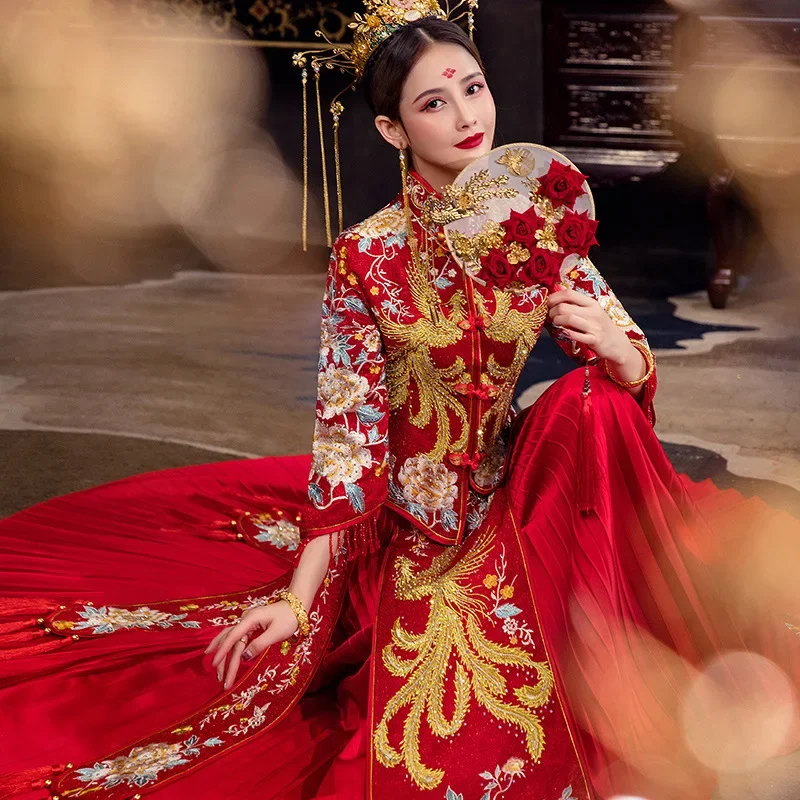 Восточная потрясающая одежда винтажное свадебное платье Чонсам с вышивкой