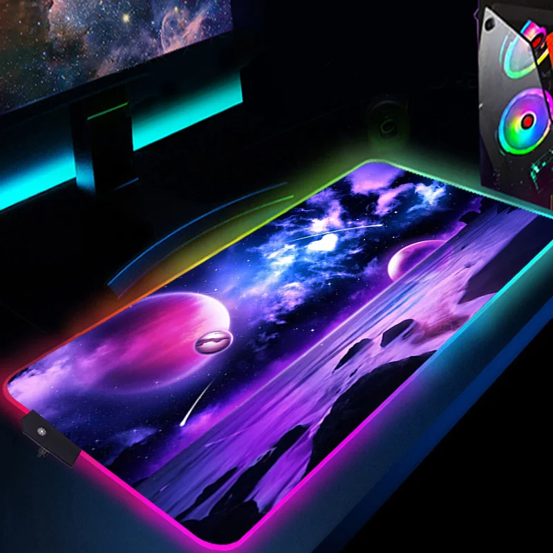 

Galaxy Anime Accessories Backlit Mat Desk Carpet Custom Mouse Pad Xxl Gamer Keyboard Pc Gaming Computers Mousepad Rgb Deskpad