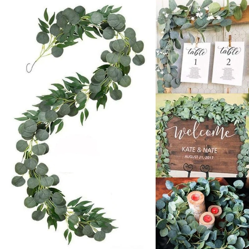 

Artificial Plant Hanging Eucalyptus Willow Vines Faux Garland Ivy Wedding Backdrop Arch Wall Decor Table Runner Vine Decoration