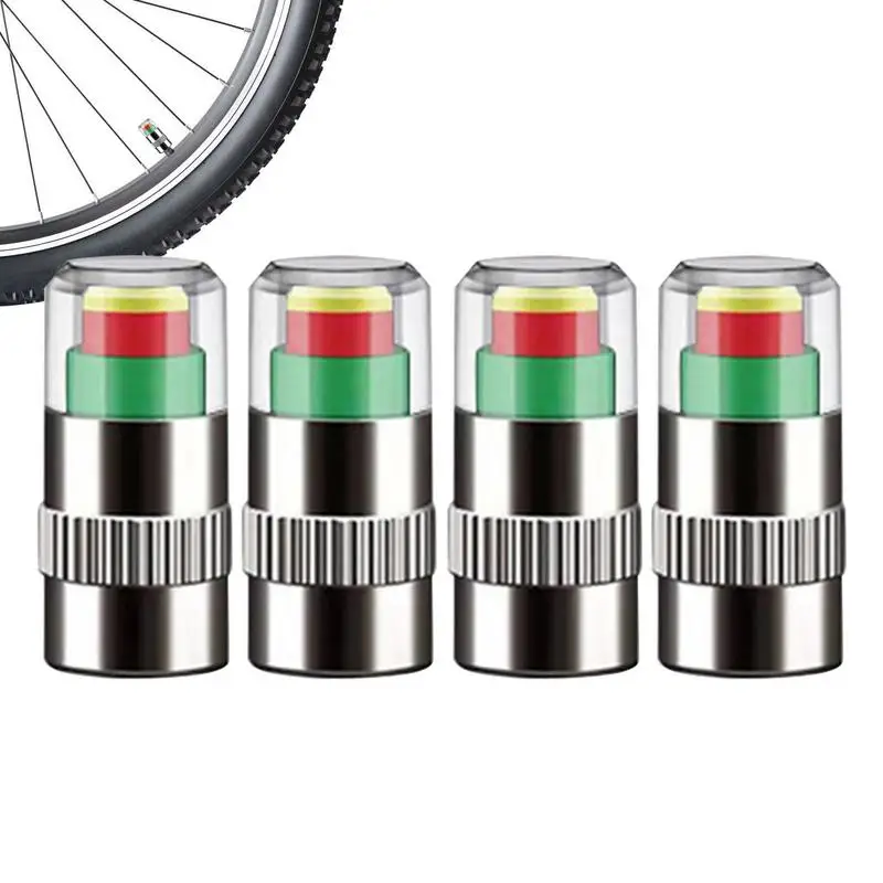 

Tire Valves Caps 35PSI Car Pressure Monitor 2.4Bar 3 Color Eye Alert 4pcs Accessory With Built-in Air Leak-proof Seal For Medium