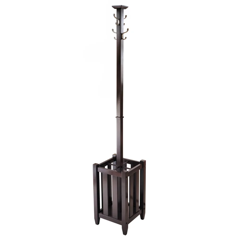 

Wood Memphis Coat Tree and Umbrella Rack, Cappuccino Finish,Strong and Durable,12.91 X 12.91 X 71.52 Inches